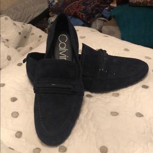 Calvin Klein navy blue suede loafers NWOT